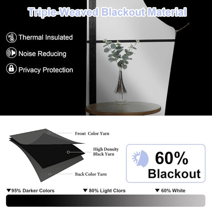 Natural Blackout Curtains for Bedroom 63 Inch Length 2 Panels Set, Solid Thermal Insulated Energy Saving Rod Pocket Window Treatment Curtains Blackout Drapes, W40 x L63 Inch, Natural