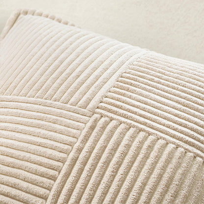 MIULEE Decorative Throw Pillow Covers for Couch Bed Livingroom 18x18 Inch Set of 2 Beige Boho Accent Throw Pllows Broadside Striped Patchwork Soft Corduroy Pillowcases