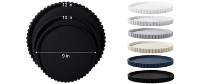Round Bathroom Tray Silicone Kitchen Counter Decor Vanity Organizer Decorative Coffee Table Tray for Perfume, Candle, Soap Dish, 9 Inch, Black