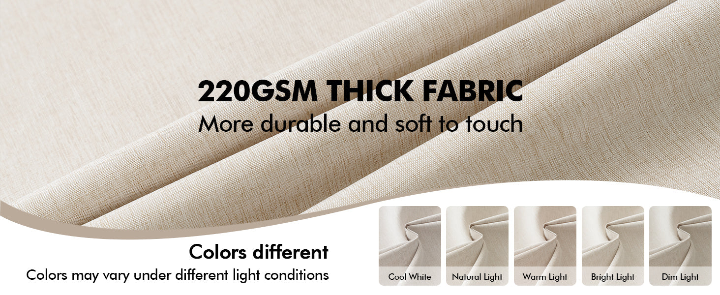 Beige Scalloped Shower Curtain Linen Textured with 12 Metal Hooks Cute Heavy Duty Washable Waterproof Neutral Thick Cloth Shower Curtains with Black Border for Bathroom Bathtub,W72*L72 Cream