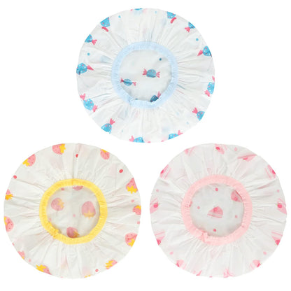 Shower Caps, 3 Pcs Plastic Reusable Shower Caps Elastic Band Bath Caps for Women Ladies Spa Salon