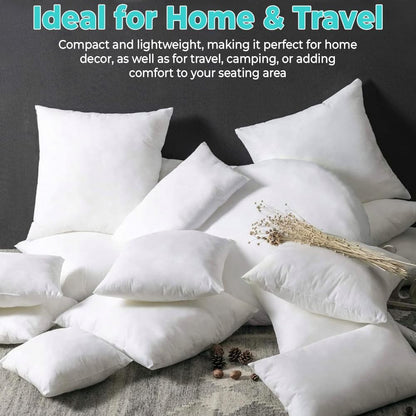 QUBA LINEN 18 x 18 Throw Pillow Insert - Pack of 2 White, Down Alternative Pillow Inserts for Decorative Pillow Covers, Throw Pillows for Bed, Couch Pillows for Living Room (Pack of 2)