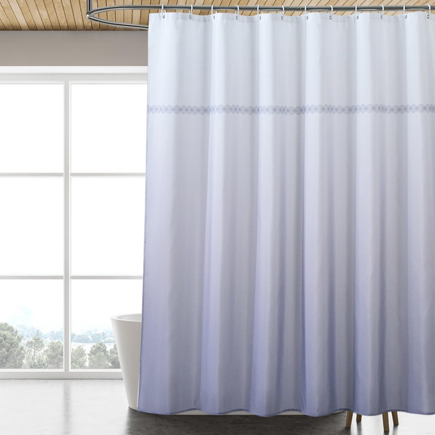 Fabric Shower Curtain Liner, Waterproof Hotel Quality, Bathroom Curtains Rust Resistant Grommets, 72 x 72 Machine Washable (Black)