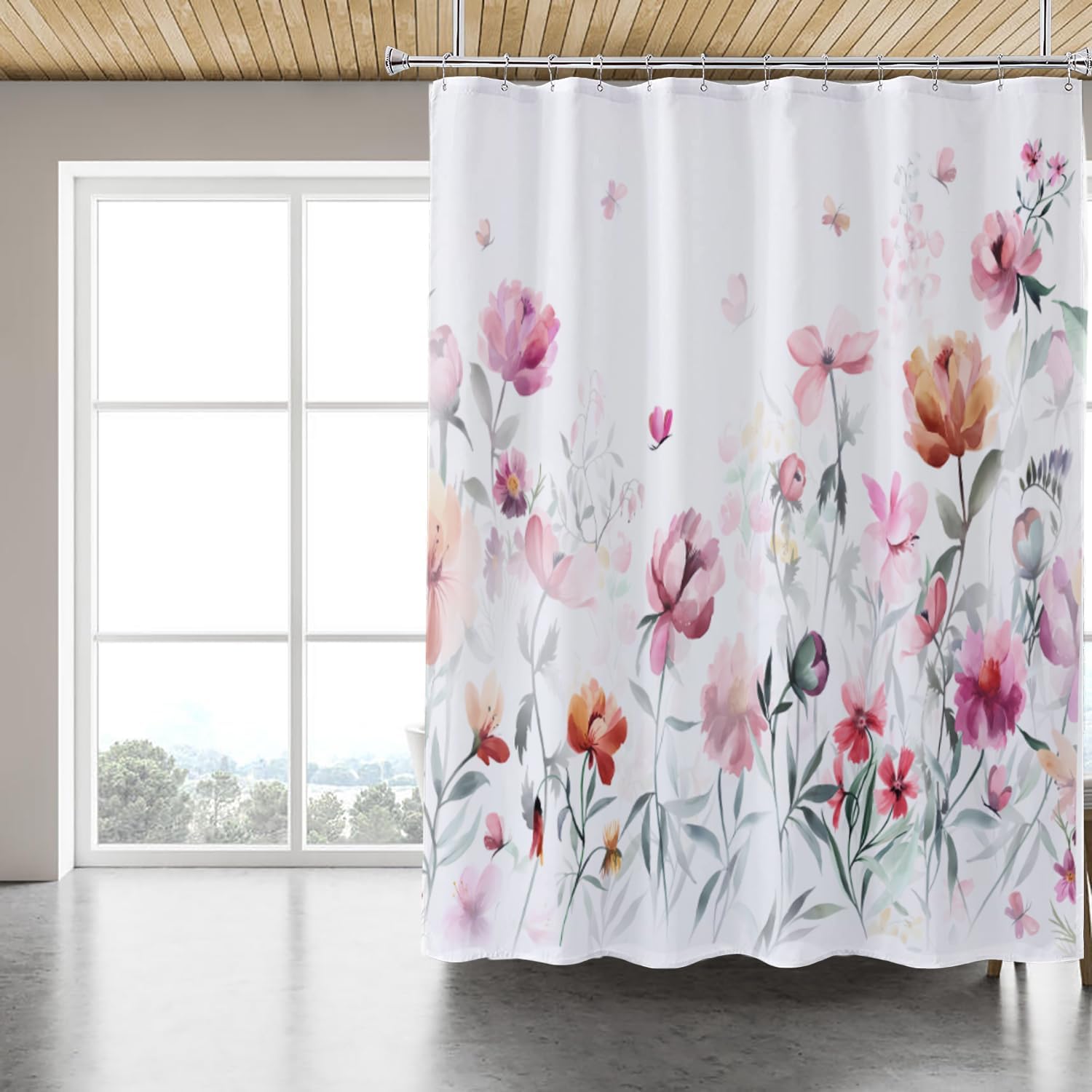 Fabric Shower Curtain Liner, Waterproof Hotel Quality, Bathroom Curtains Rust Resistant Grommets, 72 x 72 Machine Washable (Black)