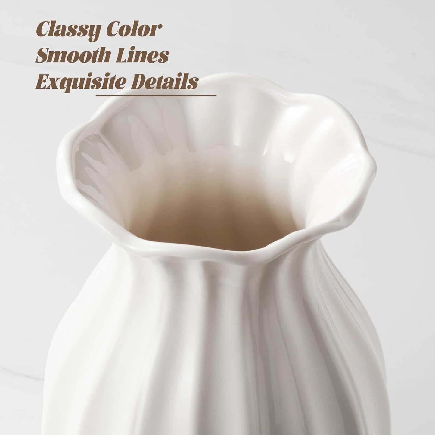 White Ceramic Vase, 7.8 Inch Flower Vase Home Decor Modern Decorative Vases for Bouquet, Unique Vases for Farmhouse Living Room Cabinet Table Centerpieces Wedding Decorations