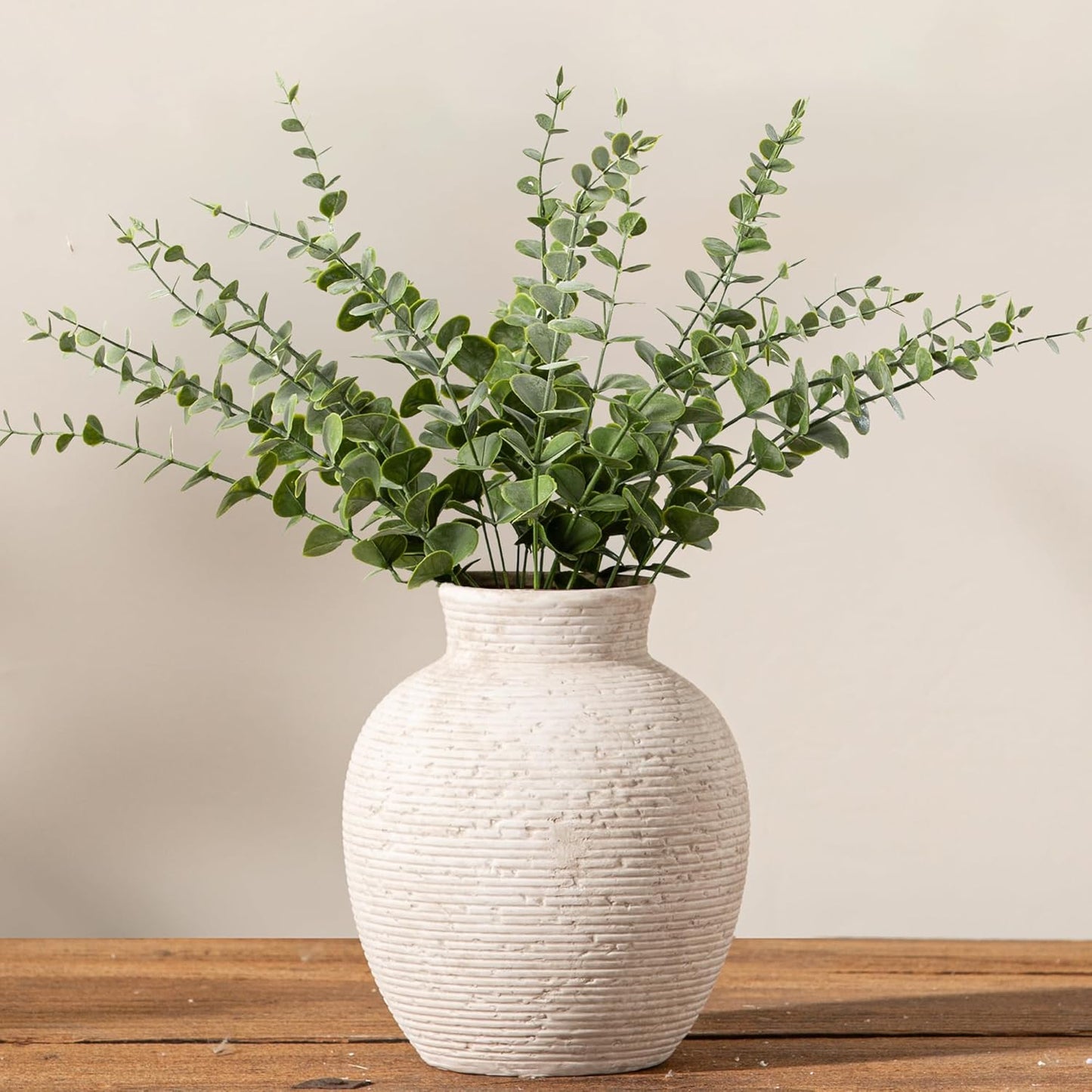 Ceramic Flower Vase Home Decor - Small Farmhouse Table Vases Rustic Vintage Living Room Kitchen Bedroom Decorations for House Book Shelf Office Coffee Desk Dining Fireplace (6" Retro)