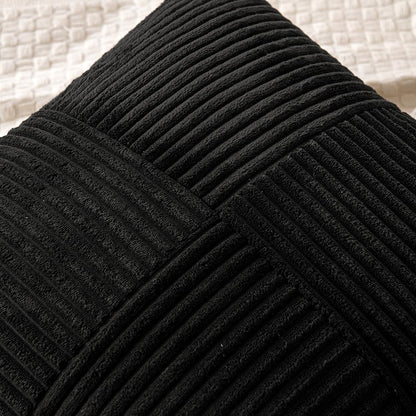 Black Decorative Throw Pillow Covers 18x18 Inch for Couch Bed Sofa Pack of 2 Boho Farmhouse Throw Pillows Soft Cross Corduroy Patchwork Textured Cushion Cases
