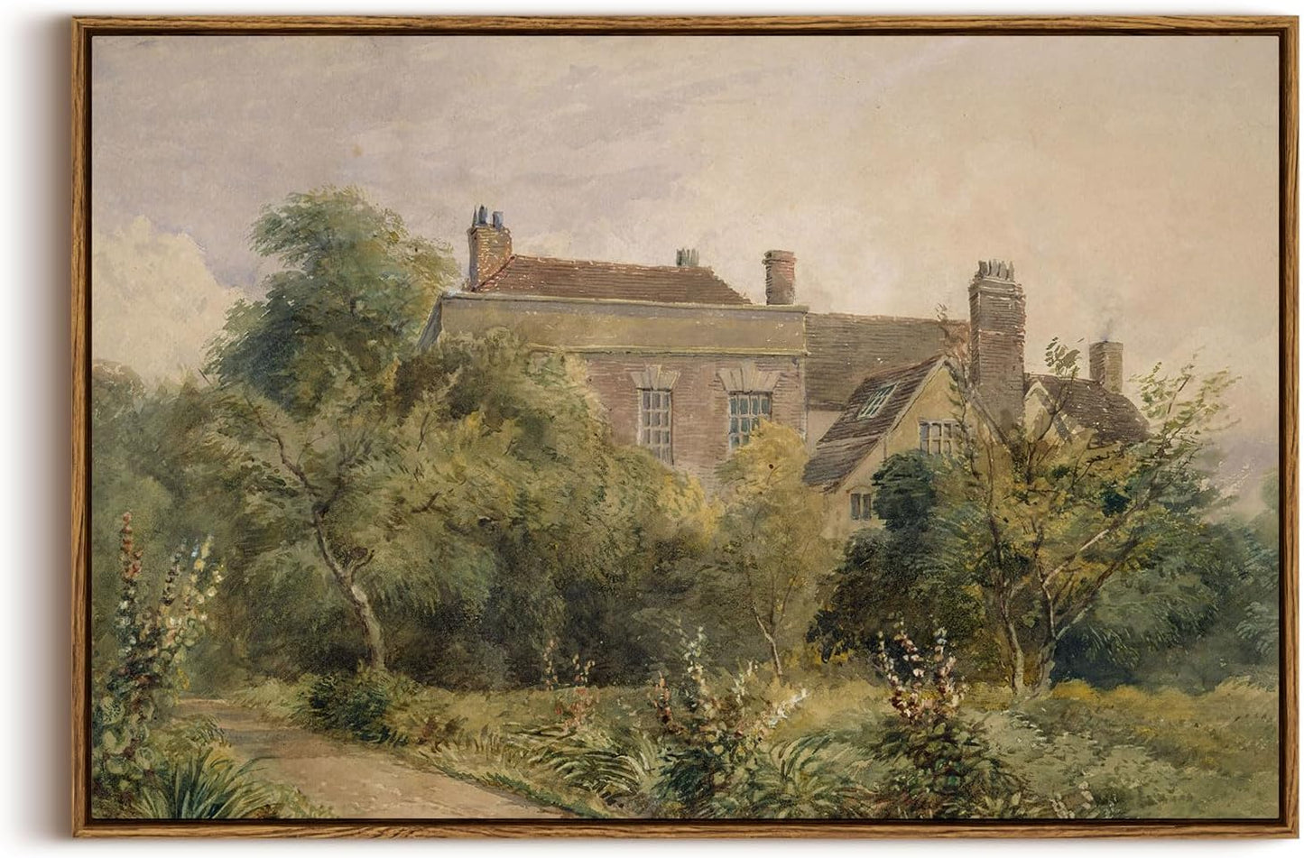 Framed Canvas Wall Art, Meadow with Flowers Painting, Landscape for Living Room, Bedroom, Home, Bathroom Decor, 8x10