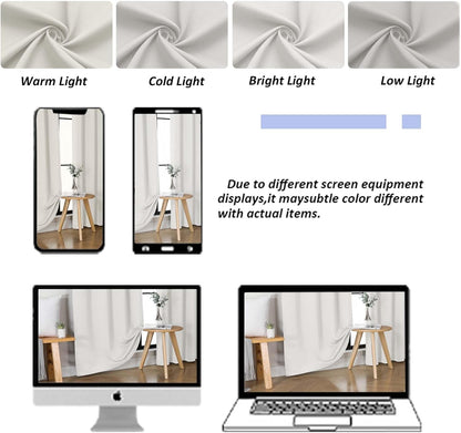 Natural Blackout Curtains for Bedroom 63 Inch Length 2 Panels Set, Solid Thermal Insulated Energy Saving Rod Pocket Window Treatment Curtains Blackout Drapes, W40 x L63 Inch, Natural