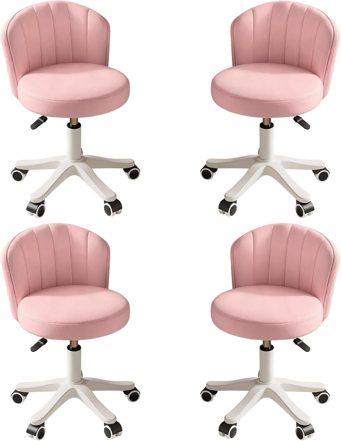 Small Round Rolling Desk Chair Armless Comfy Vanity Computer Chair Height Adjustable Swivel Work Spa Chair