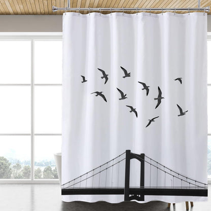 Fabric Shower Curtain Liner, Waterproof Hotel Quality, Bathroom Curtains Rust Resistant Grommets, 72 x 72 Machine Washable (Black)