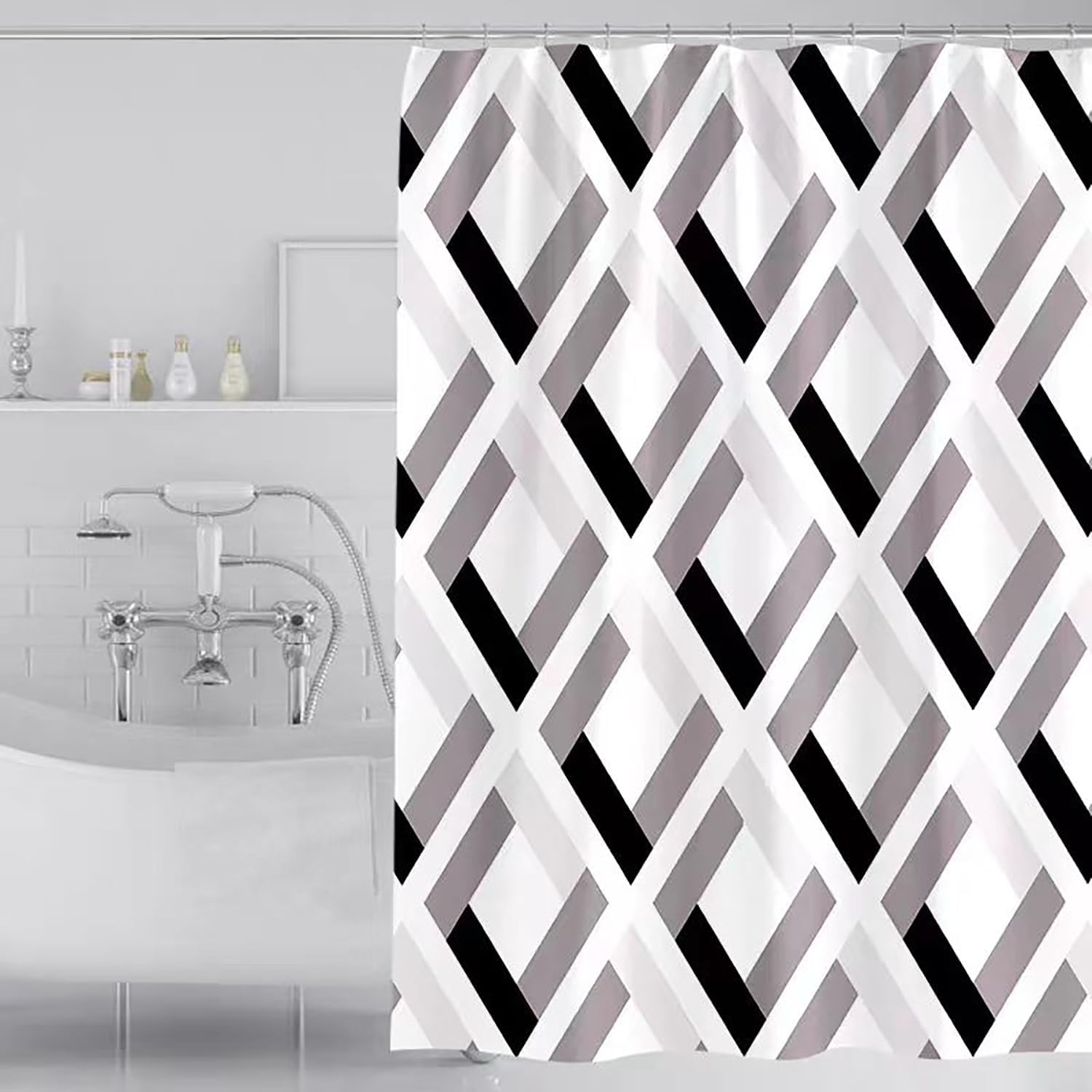Fabric Shower Curtain Liner, Waterproof Hotel Quality, Bathroom Curtains Rust Resistant Grommets, 72 x 72 Machine Washable (Black)