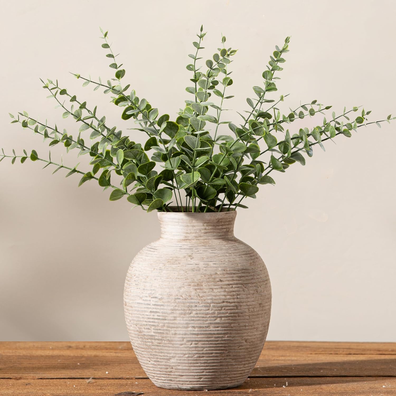 Ceramic Flower Vase Home Decor - Small Farmhouse Table Vases Rustic Vintage Living Room Kitchen Bedroom Decorations for House Book Shelf Office Coffee Desk Dining Fireplace (6" Retro)