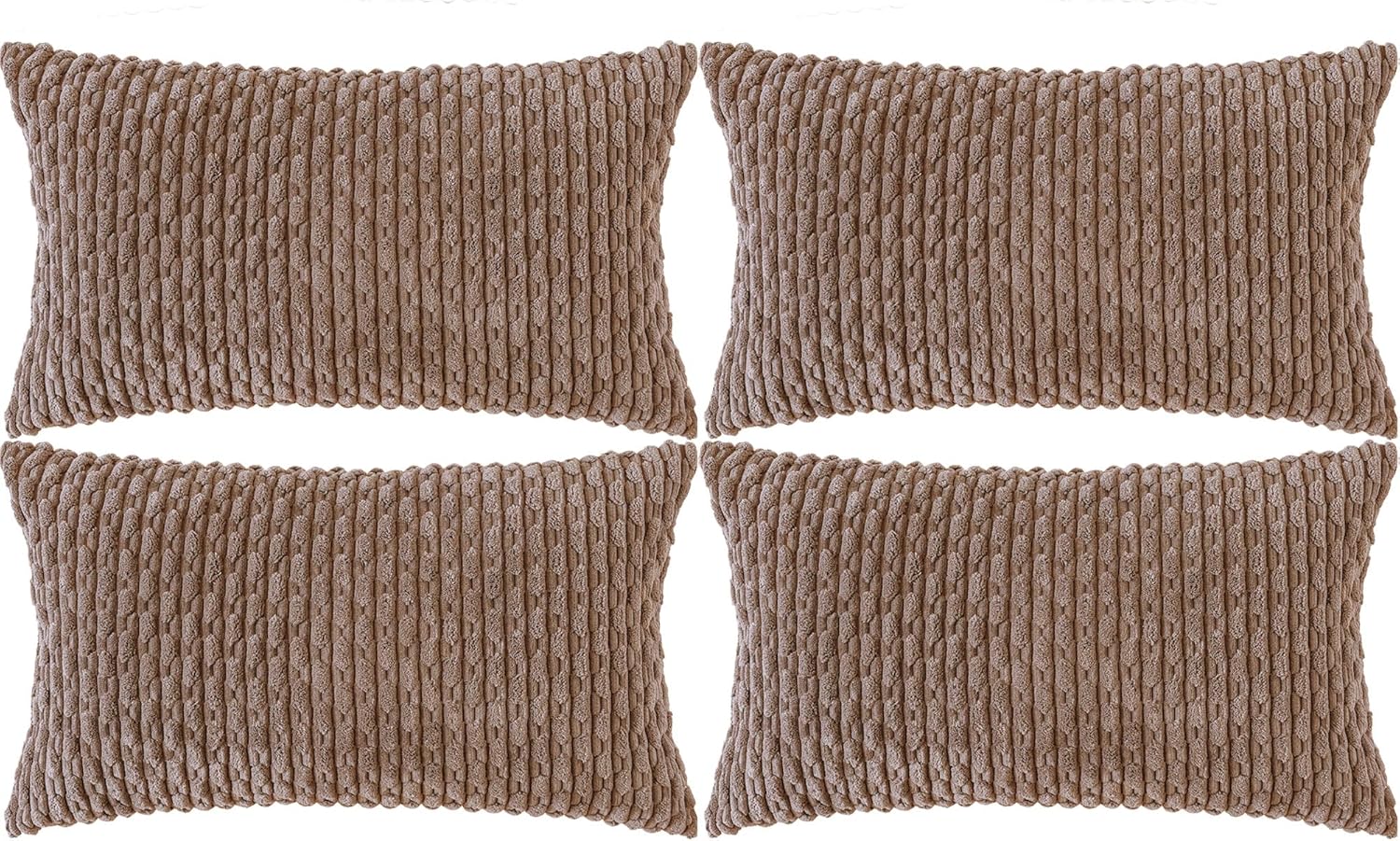 Set of 4 Neutral Decorative Throw Pillow Covers 18x18 Inch Corduroy Pillow Covers for Bed Couch Sofa Living Room Soft Square Cushion Cases