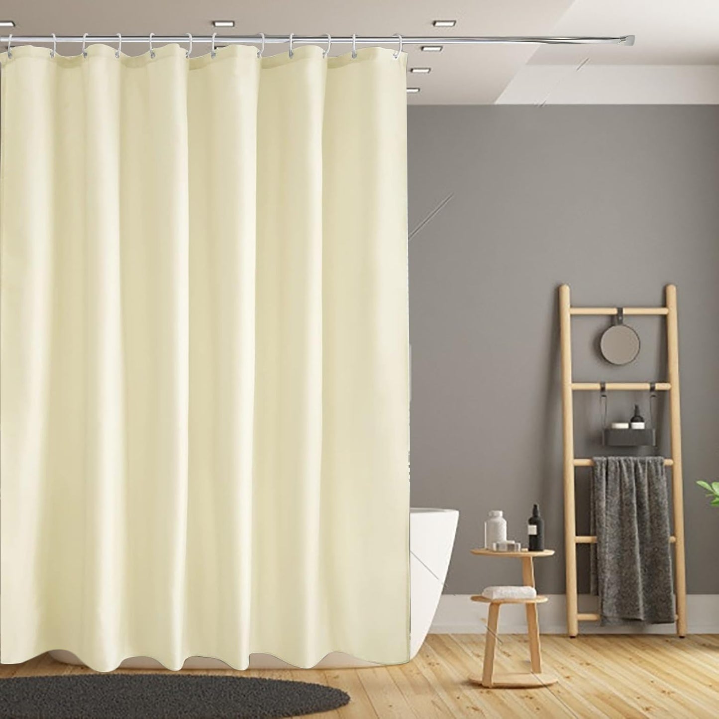 Fabric Shower Curtain Liner, Waterproof Hotel Quality, Bathroom Curtains Rust Resistant Grommets, 72 x 72 Machine Washable (Black)
