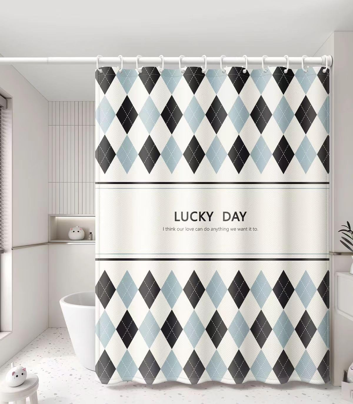 Fabric Shower Curtain Liner, Waterproof Hotel Quality, Bathroom Curtains Rust Resistant Grommets, 72 x 72 Machine Washable (Black)