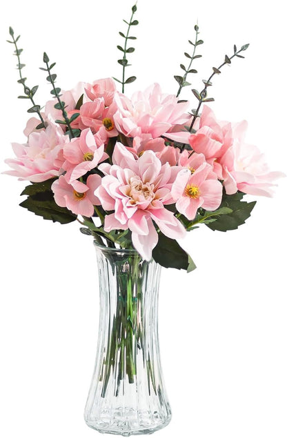Glass Vase for Home Decor: Clear Flower Vases for Living Room Kitchen Bathroom Wedding Table Centerpieces - 7.5" Tall Modern Vintage Decorations for Bouquet Pampas Grass Lego Flowers