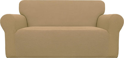 Stretch Sofa Slipcover 1-Piece Sofa Cover Furniture Protector Couch Soft with Elastic Bottom for Kids, Polyester Spandex Jacquard Fabric Small Checks (Sofa, Dark Gray)