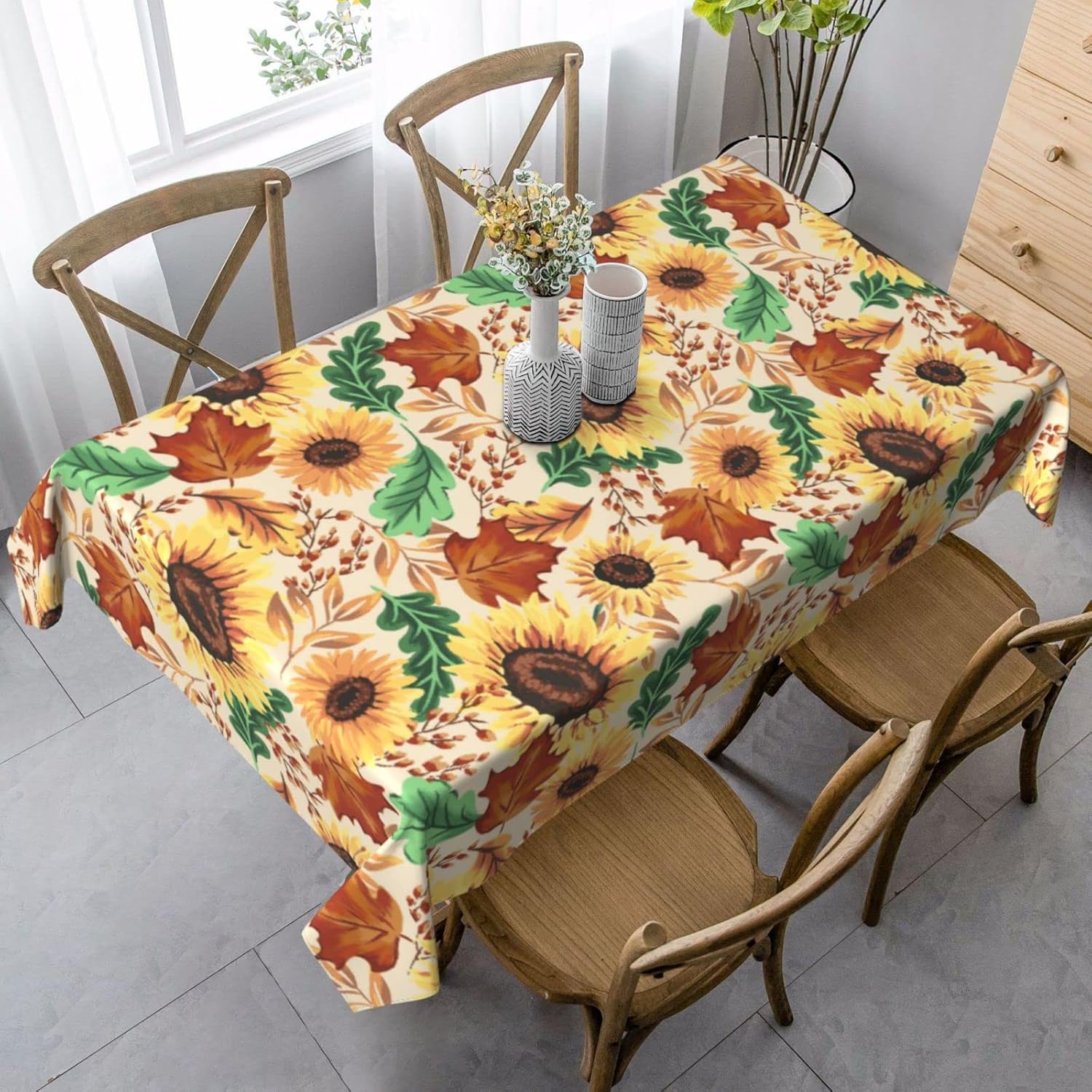 Teal Grey Tablecloth Turquoise Rectangle Table Cloth Washable Table Cover for Decoration Kitchen Dining Room 60x90 Inch