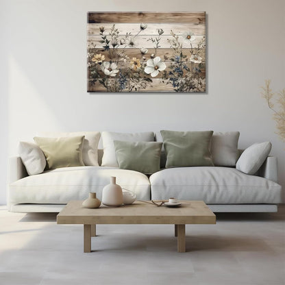 Vintage Floral Wall Art Rustic Flowers Wall Decor Farmhouse Canvas Poster Picture for Home Wall Decor, Living Room and Bedroom Decor 12x16 Inch Ready to Hang