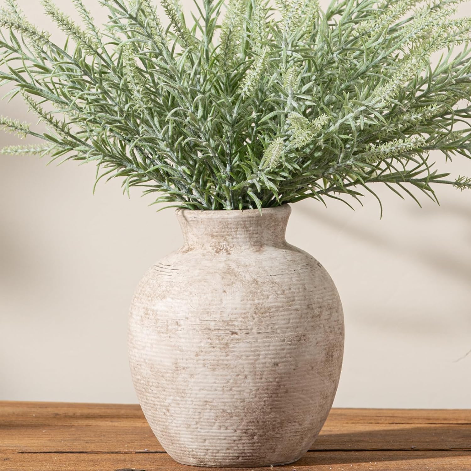 Ceramic Flower Vase Home Decor - Small Farmhouse Table Vases Rustic Vintage Living Room Kitchen Bedroom Decorations for House Book Shelf Office Coffee Desk Dining Fireplace (6" Retro)