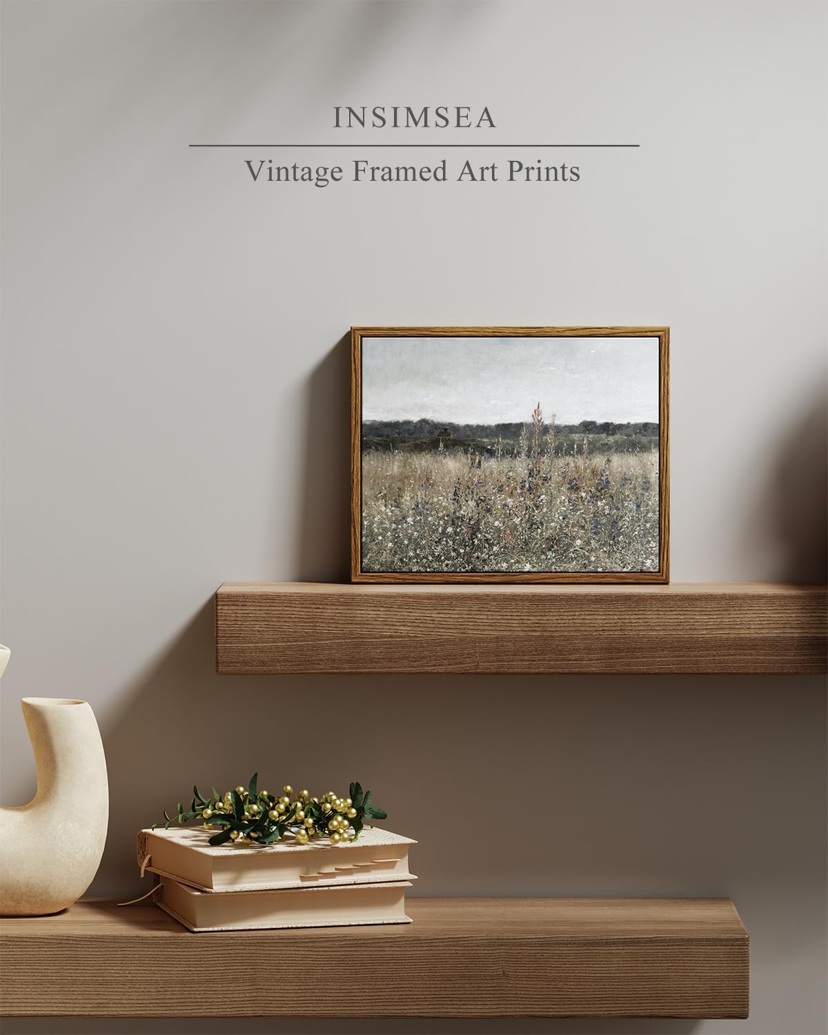 Framed Canvas Wall Art, Meadow with Flowers Painting, Landscape for Living Room, Bedroom, Home, Bathroom Decor, 8x10