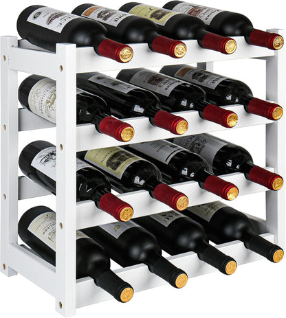 Bamboo Wine Rack, Sturdy and Durable Wine Storage Cabinet Shelf, Wine Racks Countertop for Pantry,Kitchen,3-Tier 12 Bottles Wine Rack Black