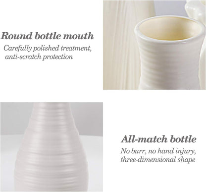 Vase for Flowers, Ceramic Look Plastic Vase for Home Decor, Living Room, Table (Seashell White)